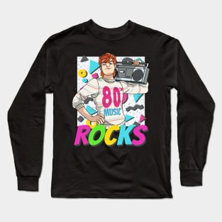 80's Music Rocks Eighties Lover Nostalgia Boombox Long Sleeve T-Shirt